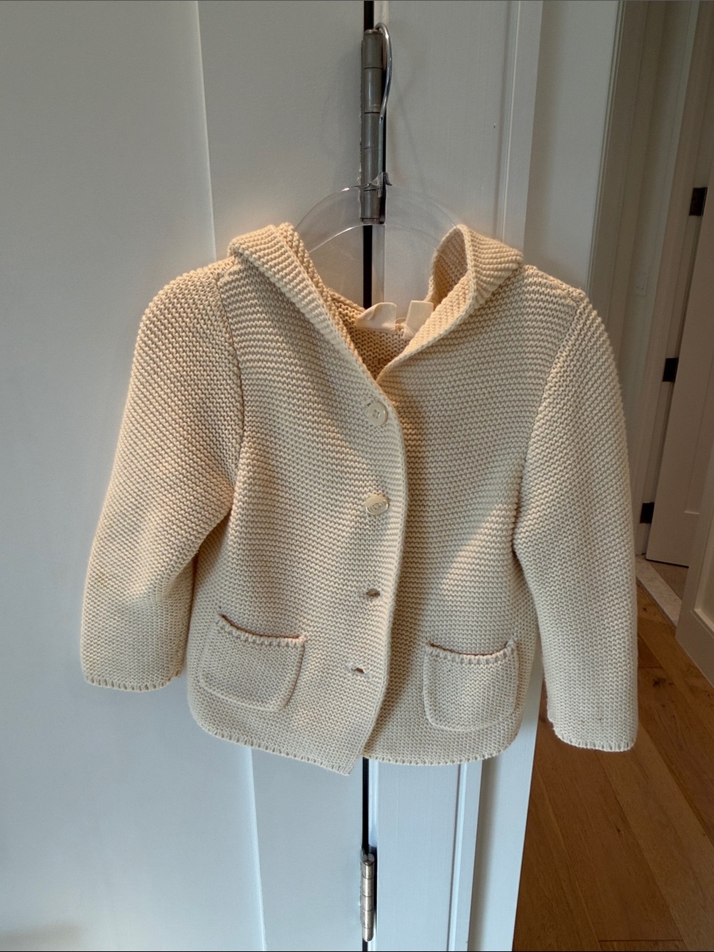 BabyGap Cream Knit Hooded Jacket/Cardigan - Classic Button Front 18-24M